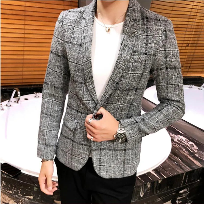 Threebooy Men's Blazer Fashion Spring Summer Clothing Male Suit Jacket Gradient Color Casual Slim Fit Fancy Party Singer Blazzer Coat