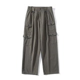 Threebooy Men's Fashion Trend Multi Pocket Causal Pants Vintage Loose Straight Pants Fashion Trend Popular Trousers Plus Size M-3XL