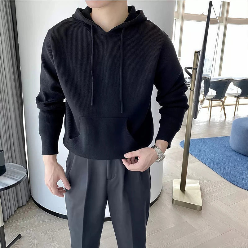Threebooy  New Japanese Leisure Men's Hooded Sweater Trendy Harajuku Preppy Style Long Sleeve Hoodies Autumn Casual Vintage Warmth Knitwear