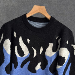 Threebooy  New Korean Trendy Men Sweaters Light Luxury Knitted Color Clashing O Neck Long Sleeve Pullover Casual High Street Knitwear M-3XL