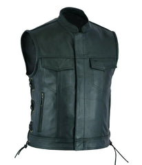 Threebooy  Vest Leather Punk Fashion Casual Coat Motorcycle Vest Men Solid Vest Fleet