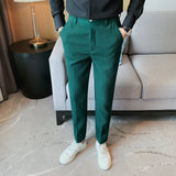 Threebooy Men's Suit Trousers Spring And Summer Business Casual Pants Men's Fashion High-Quality Solid Color Slim Trousers Men 28-36