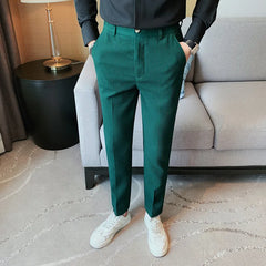 Threebooy Men's Suit Trousers Spring And Summer Business Casual Pants Men's Fashion High-Quality Solid Color Slim Trousers Men 28-36