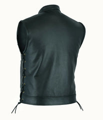 Threebooy  Vest Leather Punk Fashion Casual Coat Motorcycle Vest Men Solid Vest Fleet