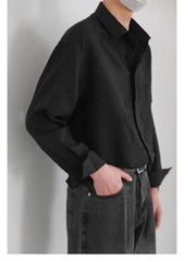 Threebooy  Long-sleeved Shirt Men's Hong Kong Style Spring and Autumn Long-sleeved Shirt Top Ins High-end Solid Color Business Casual Shirt