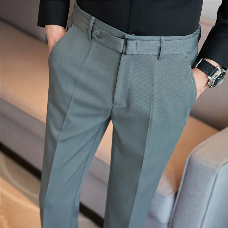 Threebooy New Casual White Mens Pants Trousers Feet Slim Breathable Comfortable High Quality Male Brand Business Suit Trousers