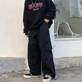 Threebooy Baggy Black Cargo Pants for Men Khaki Cargo Trousers Male Vintage Loose Casual Autumn Japanese Streetwear Hip Hop Retro