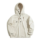 Threebooy American Retro Beige White Deck Suit Severe Weather Coat Charge Sweater Hoodie Men's Autumn