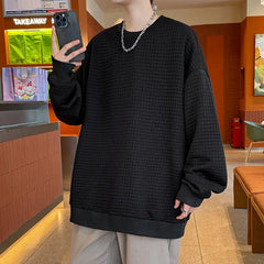 Threebooy Checkered Hoodie Men Fashion Casual Pullover Sweatshirt Men Oversized Streetwear Hip-hop Loose Round Neck Hoodie Mens Mens