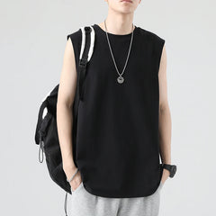Threebooy  New Arrival Men's Sleeveless T Shirt Summer Fashion Solid O Neck Sleeveless T Shirts Men Women Cotton Casual Loose Street Tops