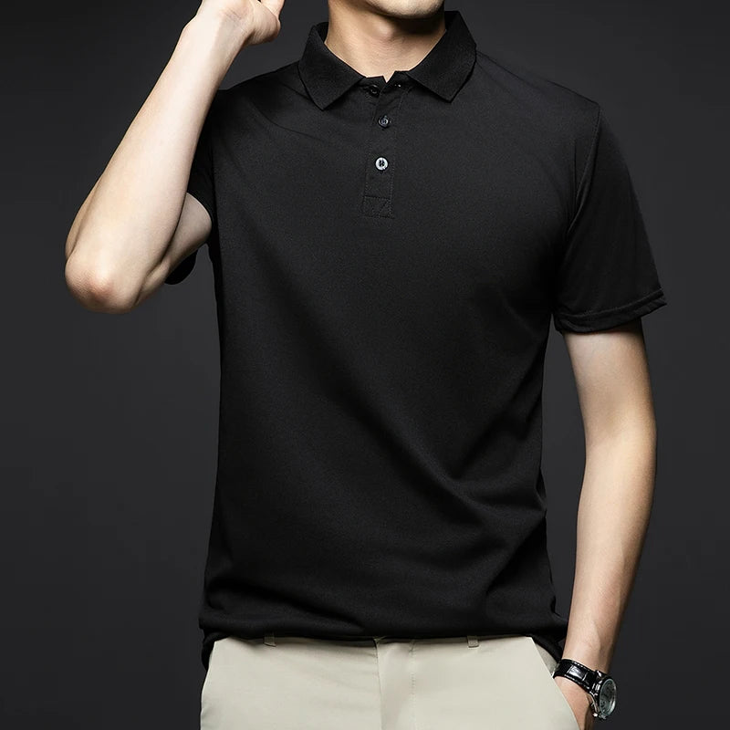 Threebooy  New Arrival Men's Fashion Solid Short Sleeve Polo Shirt Summer Breathable Comfortable Turn Down Collar Tops