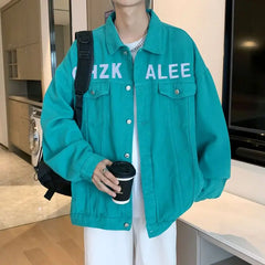 Threebooy Korean Jean jacket Hip hop Y2K Men's Spring and Autumn Vintage Jacket Trendy Brand Loose Vintage Denim
