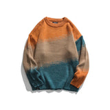 Threebooy Men's Knitted Vintage Graphic Sweater with Pattern Gradient Orange Pullovers Sweaters and Jumpers Male Korean Streetwear