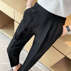 Threebooy  Top Quality Naples Drape Suit Pants Men Dress Simple High Waist Business Formal Wear Straight Office Trousers Casual 29-36