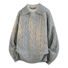 American high street hip-hop couple retro round neck sweater men and women spring and autumn loose Harajuku casual top y2k