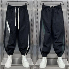 Threebooy  Elegant Fashion Harajuku Slim Fit Ropa Hombre Casual All Match Sports Pants Stripe Patchwork Thin Style Pockets Harlan Pants