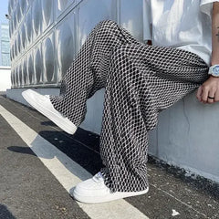 Threebooy Men's Casual Pants Hip Hop Hippie Trousers Male Plaid Loose Summer Stylish Korean Style Y2k Cotton Long New in Free Shipping