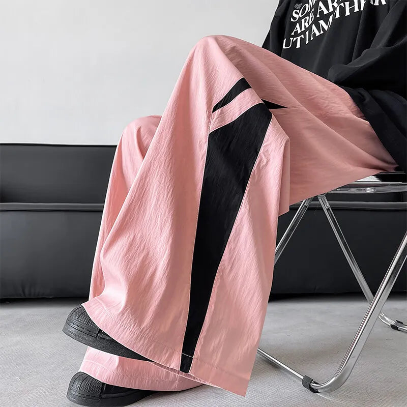 Threebooy  Unisex Summer Outdoor Loose Casual Pants men Sports Trousers Two Tone Design Lightweight Breathable Hiking Travel Elastic Waist