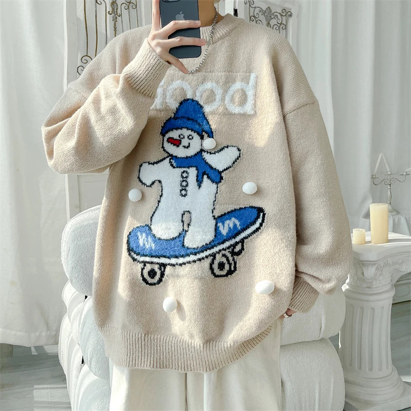 Threebooy Printed Sweater Male Jumper Men's Winter Sweater Pullover Knit Christmas Luxury Clothing Knitwear New in Sweaters Clothes