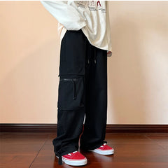 Threebooy Men's Clothing Cargo Pants Jogger Work Wear Man Pants New Y2k Wine Red Spring Casual Loose Straight Leg Wide Leg Men Trousers