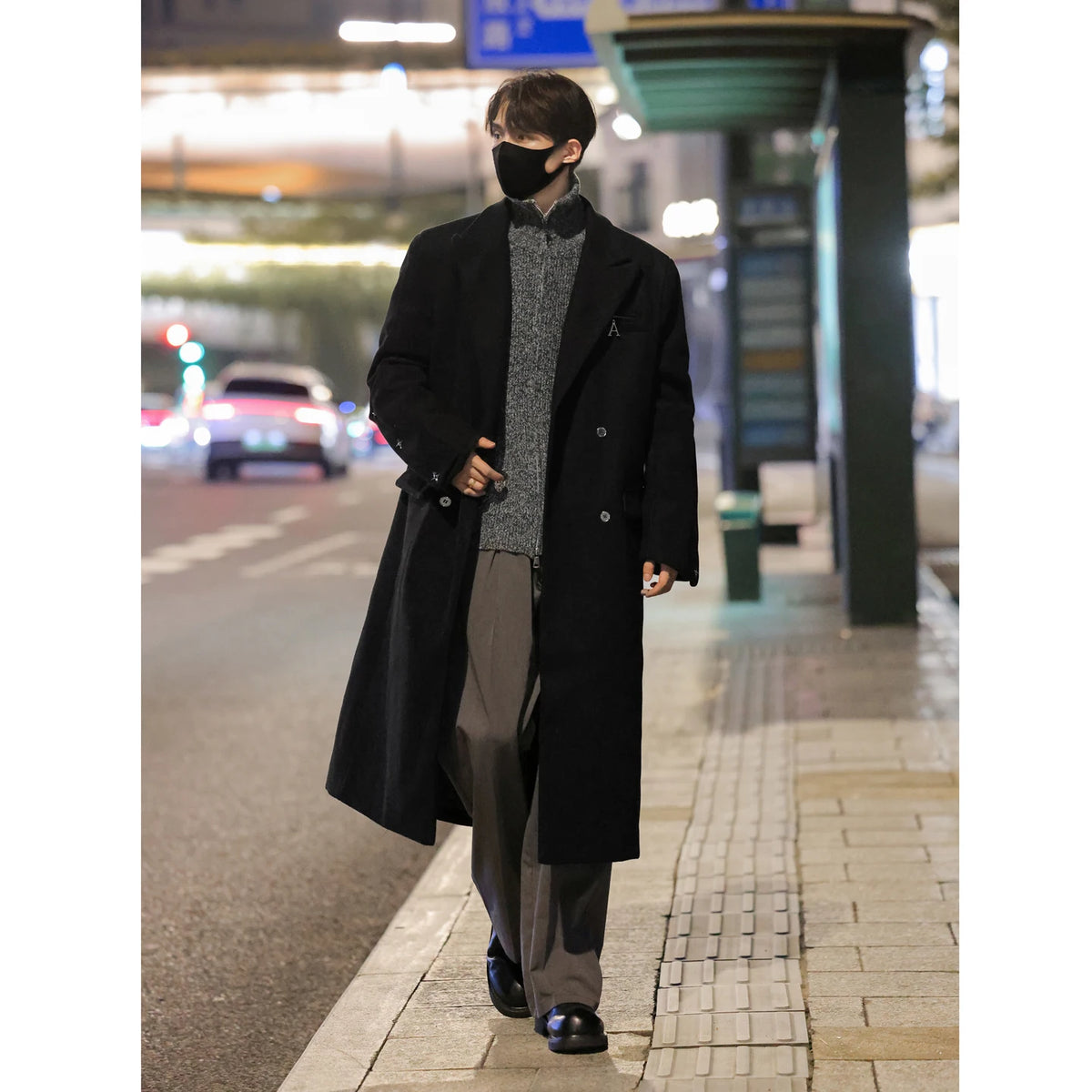 Threebooy Woolen coat man Autumn Winter thickening  Autumn Winter thickening men loog casual jacket fashion overcoat men's 2024