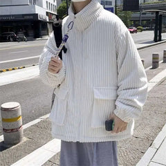 American high street men and women trendy personalized corduroy warm loose jacket couple Harajuku retro casual top y2k