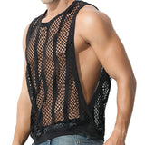 Threebooy Mens Fitness Vest Sleeveless Nightclub Sexy Mesh Transparent Hollow Vest Casual See-Through Fishnet Muscle T-Shirt Vest