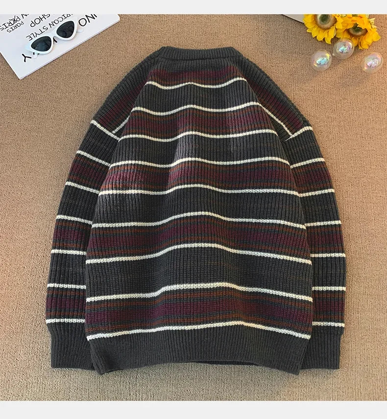 Threebooy Brand Winter Sweater Man 2025 Autumn Winter Loose O Neck Color Blocking O Neck Pullover Fashion Man Korean Clothes