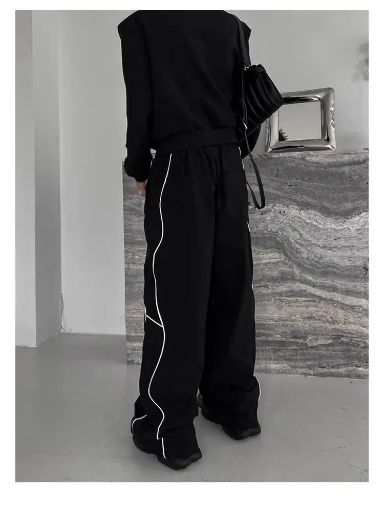 Threebooy American High Street Style Retro Trend Functional Style Drawstring Loose Sports Wide-leg Trousers Autumn Winter New Style Pants