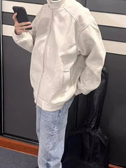 Threebooy Simple Solid Color Sweatshirt Stand Up Collar Woolen Jacket for Boys Girls Spring Autumn Loose Versatile Hoodie Hip Hop Coat