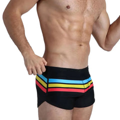 Threebooy  Mens Swimsuit Swim Trunks Strip Swimwear Surf Beach Shorts Quick Dry Brief Boxer Bathing Suits Beachwear Boardshort Underwear