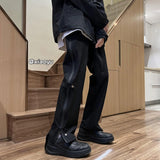 Threebooy Men's Loose Cargo Vintage Casual Pants Hip Hop Style Fashion Sweatpants Black Color High-quality Trousers Plus Size M-5XL
