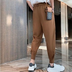 Threebooy Men Sspring High Quality Business Casual Pants/Male High quality Elastic waistline Haroun Pants Plus Size S-3XL