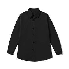 Threebooy Spring Simple Black Long Sleeve Shirts Men Korean Mens Harajuku White Oversized Shirt Male Button Up Shirts Blouses 5XL-M