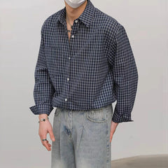 Threebooy New Fashion Men's Clothing Light Luxury Casual Textured Plaid Shirts Business Leisure Contrast Color Long Sleeve Cardigan Tops