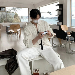 Threebooy Diamond Graphics Textured Twist Zipper Men Cardigan Light Luxury Lapel Long Sleeve Sweater Coats Premium Quality Knitted Jackets