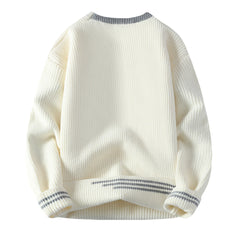 Threebooy Men Retro Color Collision Twist Sweater Loose Fit Round Neck Knit Jumper Pullover Autumn Winter Casual 4 Colors Knitted Sweaters