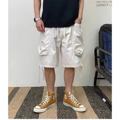 Threebooy New Harajuku Men Shorts Streetwear Jogger Shorts Women Mens Summer Loose Elastic Waist Hip Hop Shorts Solid Multi-Pocket