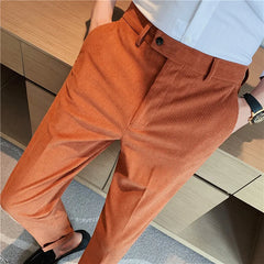 Threebooy Brand clothing Men Winter Leisure Corduroy Suit Trousers/Male Slim Fit Fashion business leisure Suit Pants Plus size 29-36