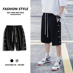 Threebooy Summer Mens Casual Buttons Shorts Style Bermuda Solid Sweatpants