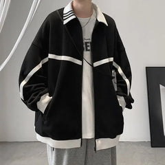 Threebooy  New Korean Style Men's Jacket Casual Loose Fit Versatile Hong Kong Style Baseball Uniform Top For Spring And Autumn