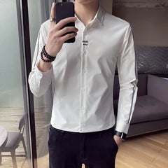 Threebooy  Autumn New Men's Long-sleeved Shirts Handsome Versatile Casual Iron-free Long-sleeved Shirts Men