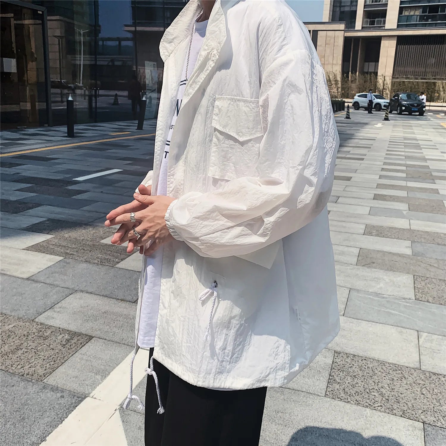 Threebooy Uv Clothes Ice Silk Men Sunscreen Shirt Sunblock Summer Windbreaker Men's Skin Coats Jackets Clothing