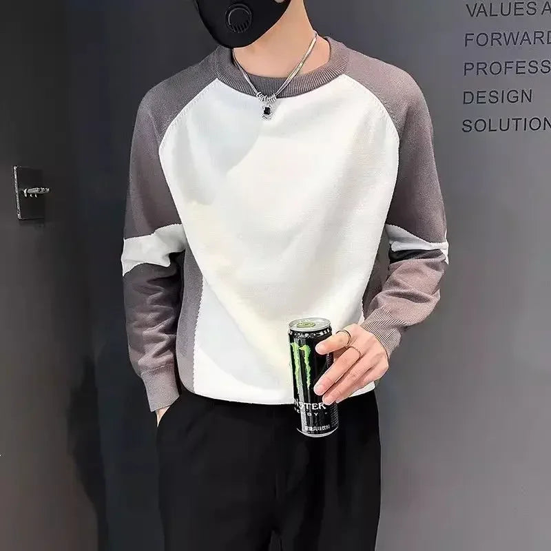 Threebooy  Thick Men's Knit Sweater Long Sleeve Loose Fit Knitwear Harajuku Original Vintage Clothing Deals  Y2k Casual Pullovers Male