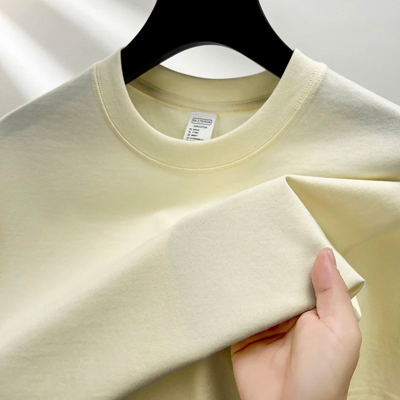 Threebooy  100% pure cotton summer high-end brand men's short sleeve round neck fashionable style half sleeved top breathable T-shirt