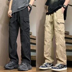 Threebooy  Male Trousers Spring Summer Wide Black Men's Straight Cargo Pants New in Nylon Fashion Emo Cheap Korean Style Harajuku Loose