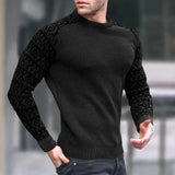 Threebooy Winter Men's Knitted Sweater European and American men's fashion waffle top knit long sleeve round neck slim multicolor pullover Sweatshirt