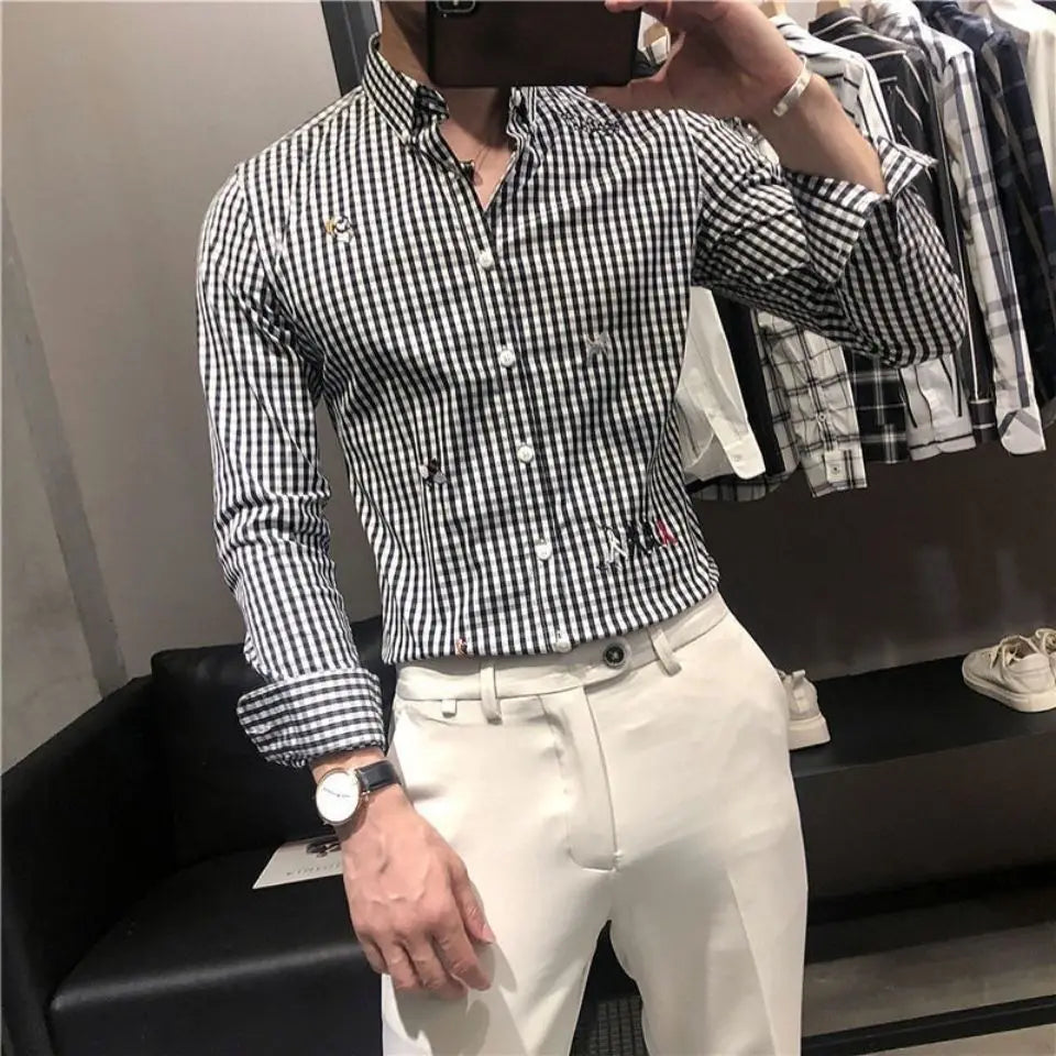 Threebooy  Spring Autumn Fashion Style Harajuku Slim Fit Tops Loose Casual All Match Shirt Korean Style Pointed Collar Printed Blusa