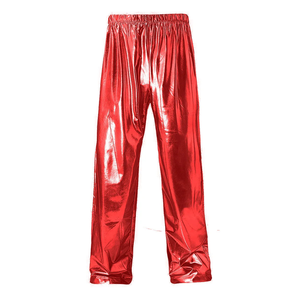 Threebooy  Men's Holographic Shiny Pants Elastic Waist High Waist Straight Loose Trousers Streetwear Party Clubwear