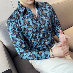 Threebooy Men's Summer High Quality Casual Long Sleeve Shirt/Male slim fit printing Autumn Clothes camisa masculina Shirts S-3XL